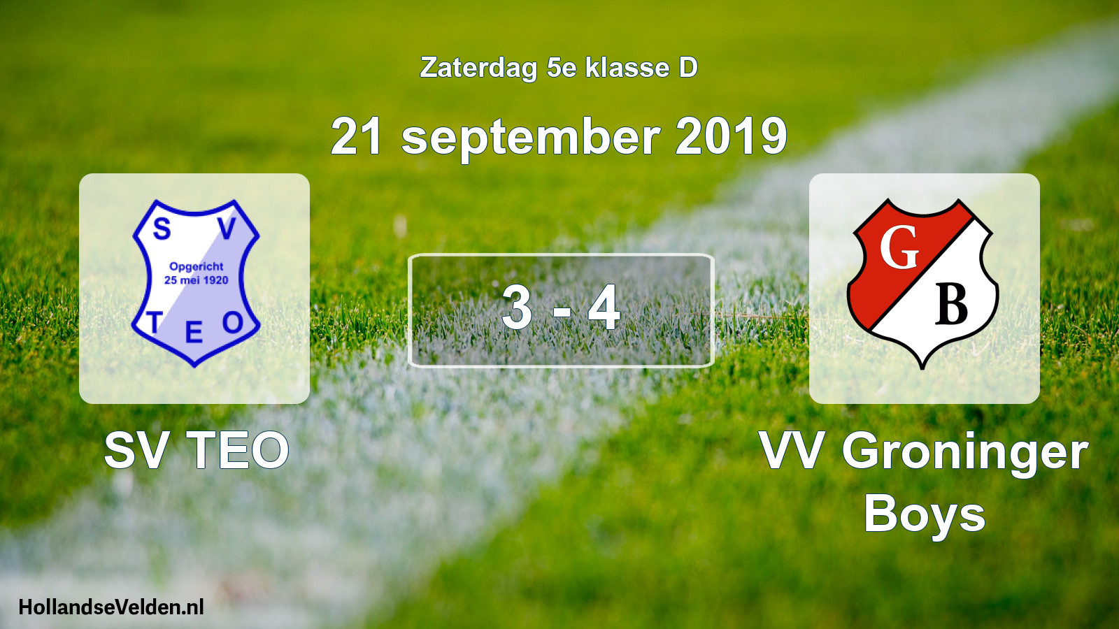 Total number of matches played: SV TEO - VV Groninger Boys 3 - 4 (21 September 2019)