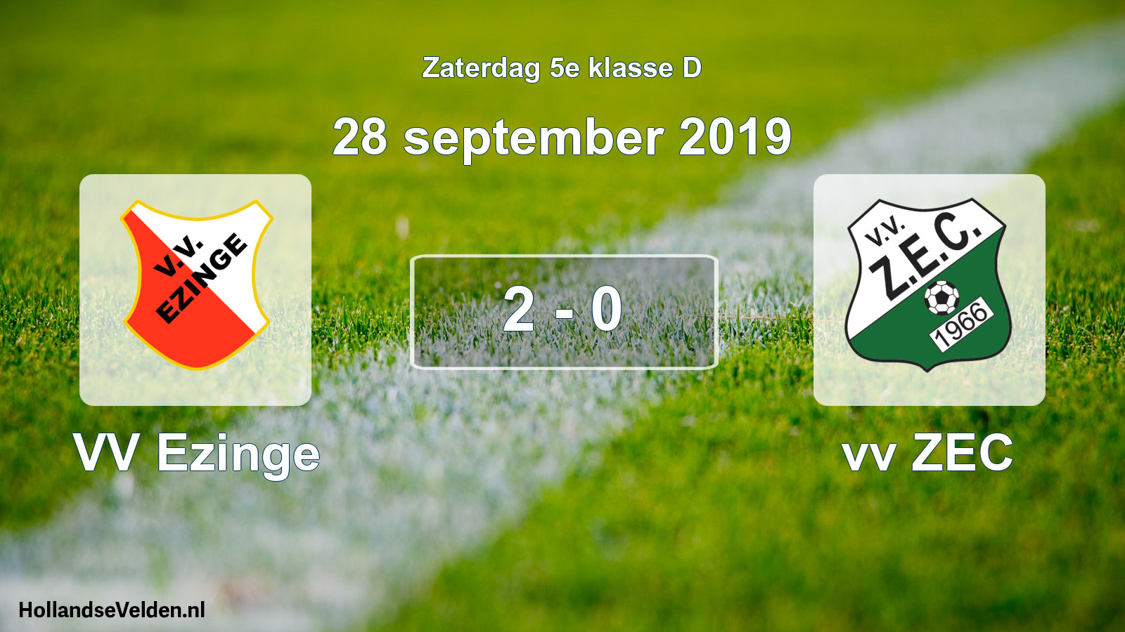 Total number of matches played: VV Ezinge - vv ZEC 2 - 0 (28 September 2019)