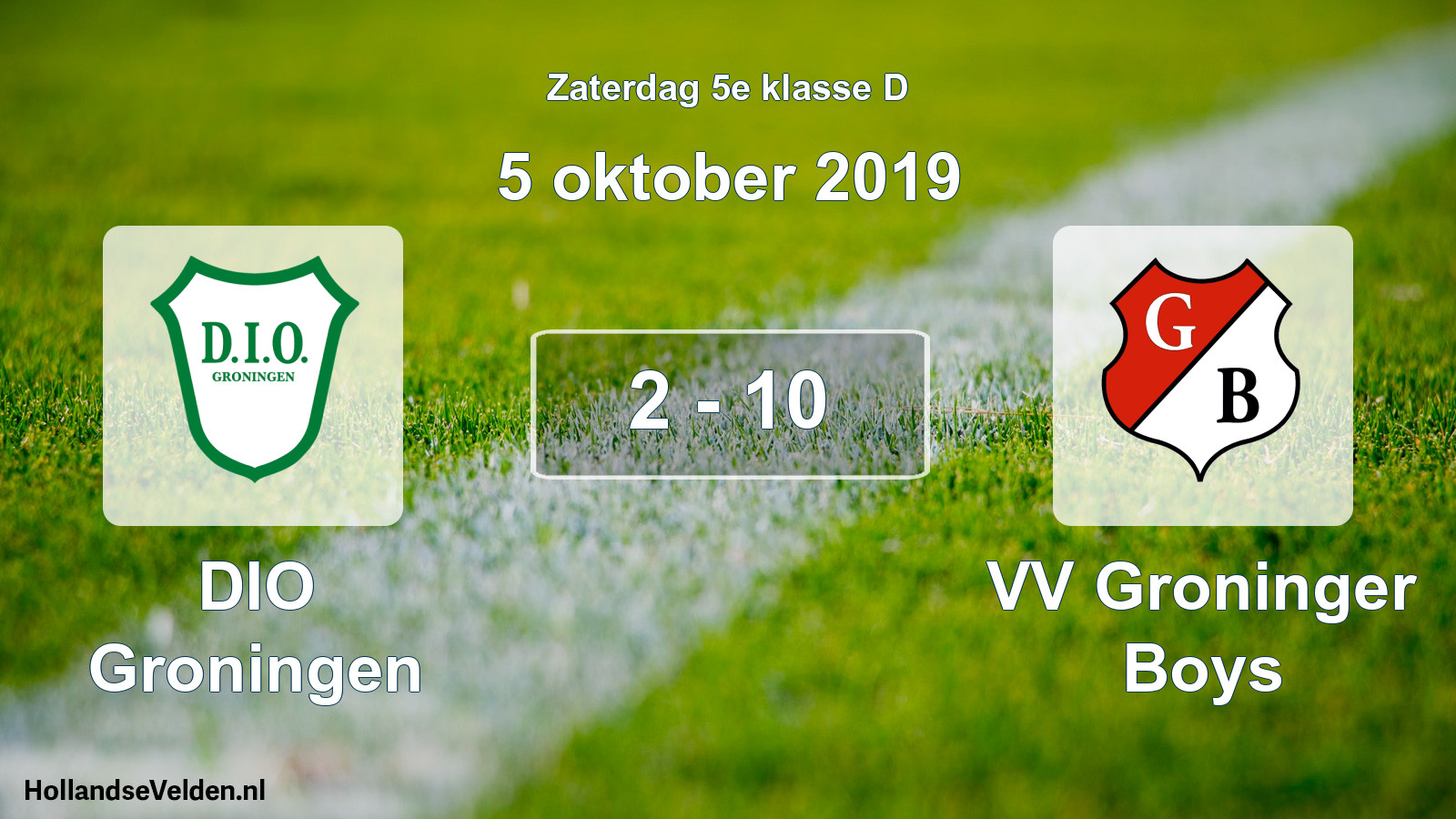 Total number of matches played: DIO Groningen - VV Groninger Boys 2 - 10 (5 October 2019)