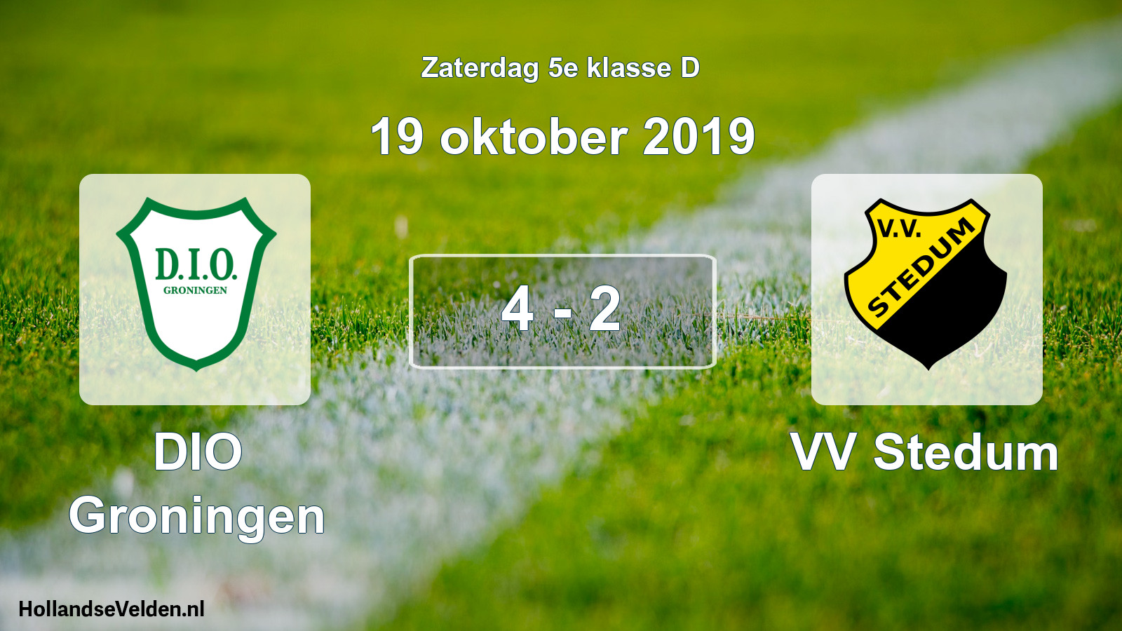 Total number of matches played: DIO Groningen - VV Stedum 4 - 2 (19 October 2019)