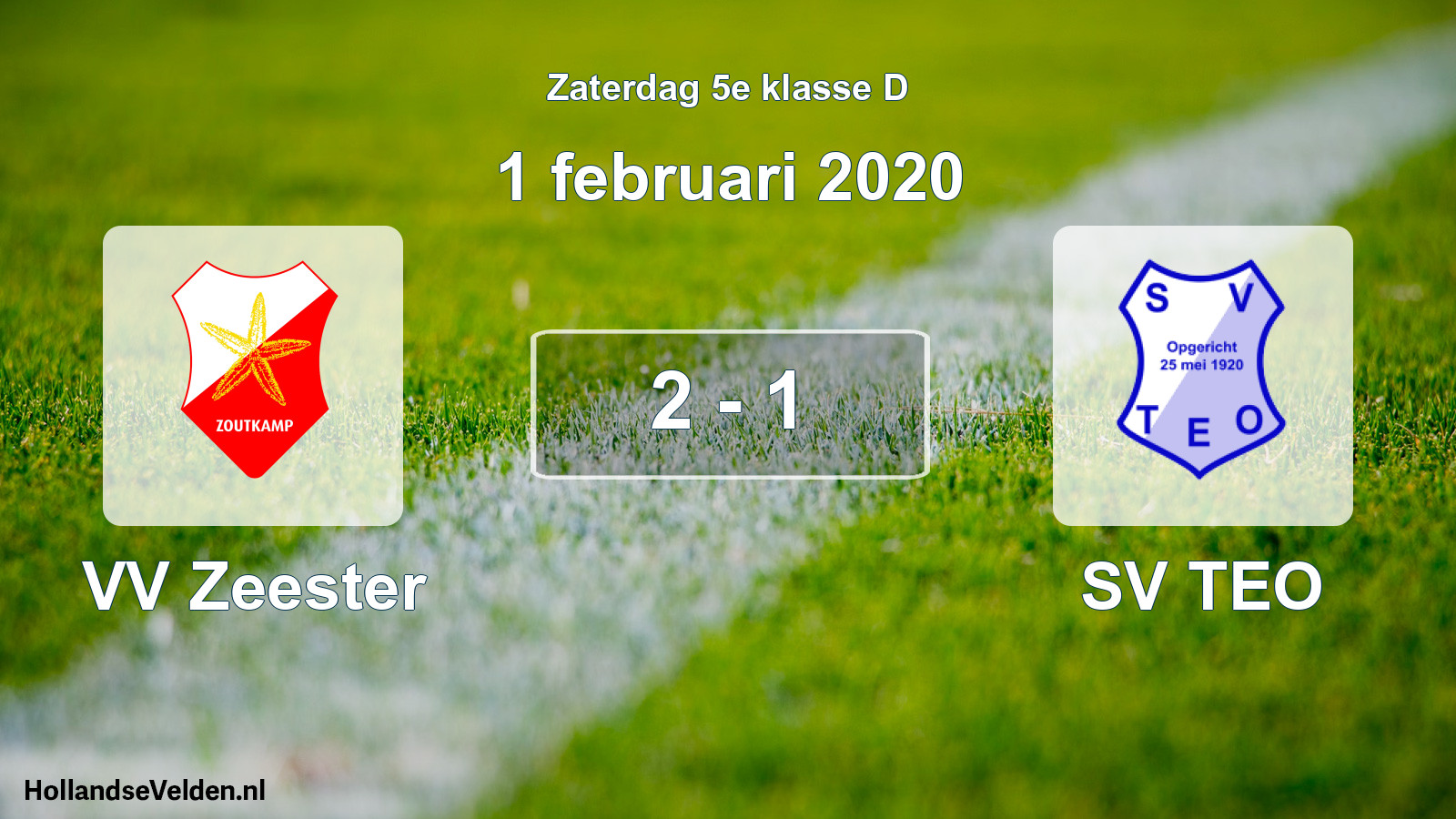 Total number of matches played: VV Zeester - SV TEO 2 - 1 (1 February 2020)