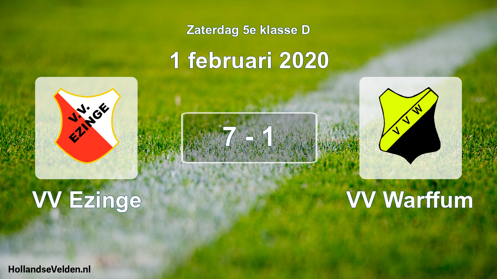 Total number of matches played: VV Ezinge - VV Warffum 7 - 1 (1 February 2020)