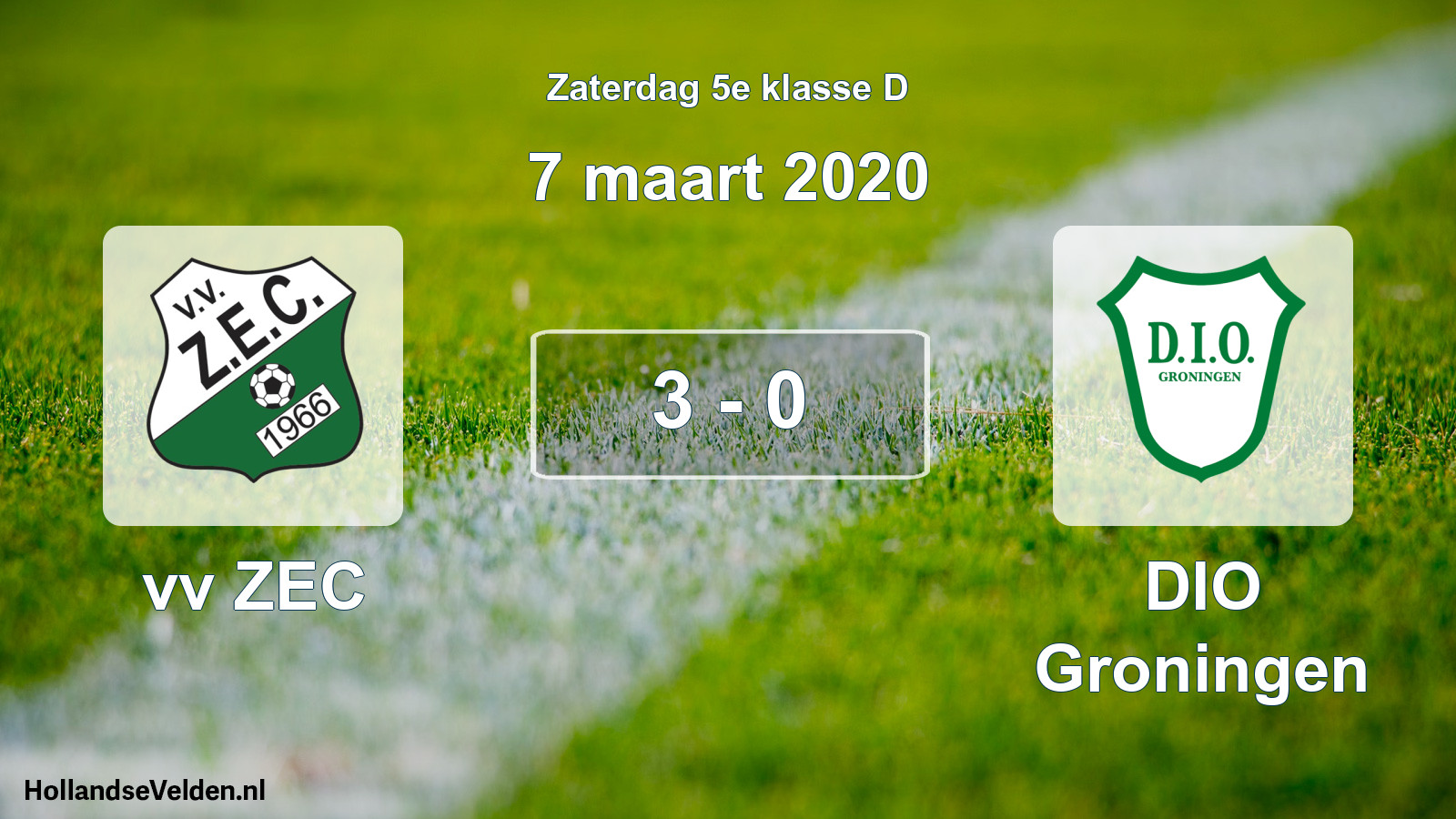 Total number of matches played: vv ZEC - DIO Groningen 3 - 0 (7 March 2020)