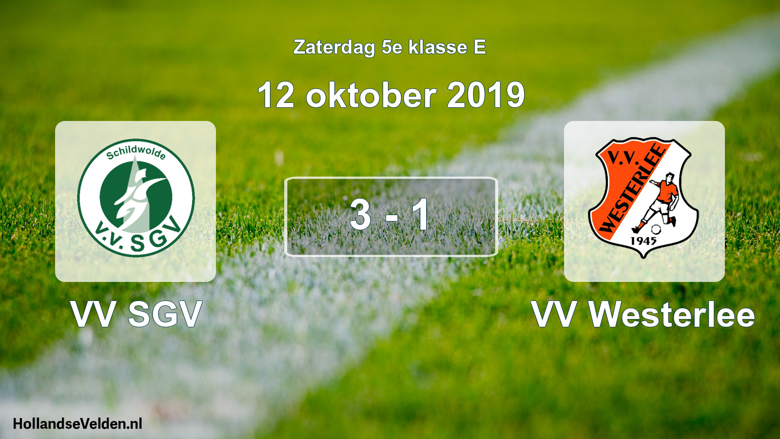 Total number of matches played: VV SGV - VV Westerlee 3 - 1 (12 October 2019)