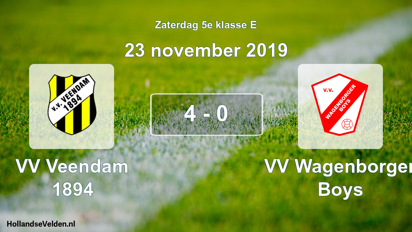 Total number of matches played: VV Veendam 1894 - VV Wagenborger Boys 4 - 0 (23 November 2019)
