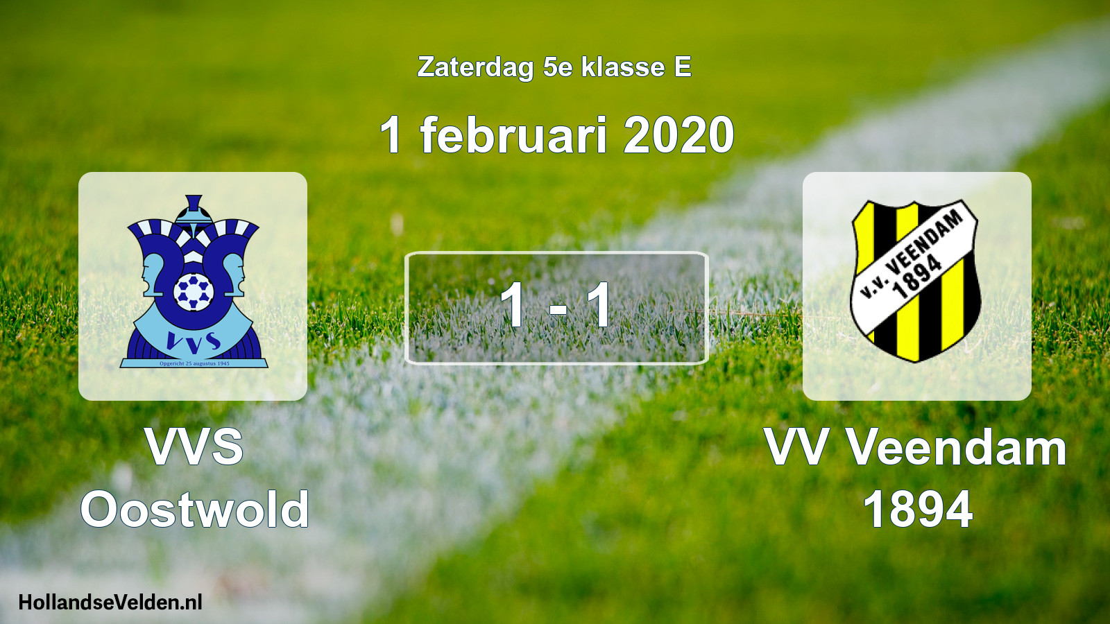 Total number of matches played: VVS Oostwold - VV Veendam 1894 1 - 1 (1 February 2020)