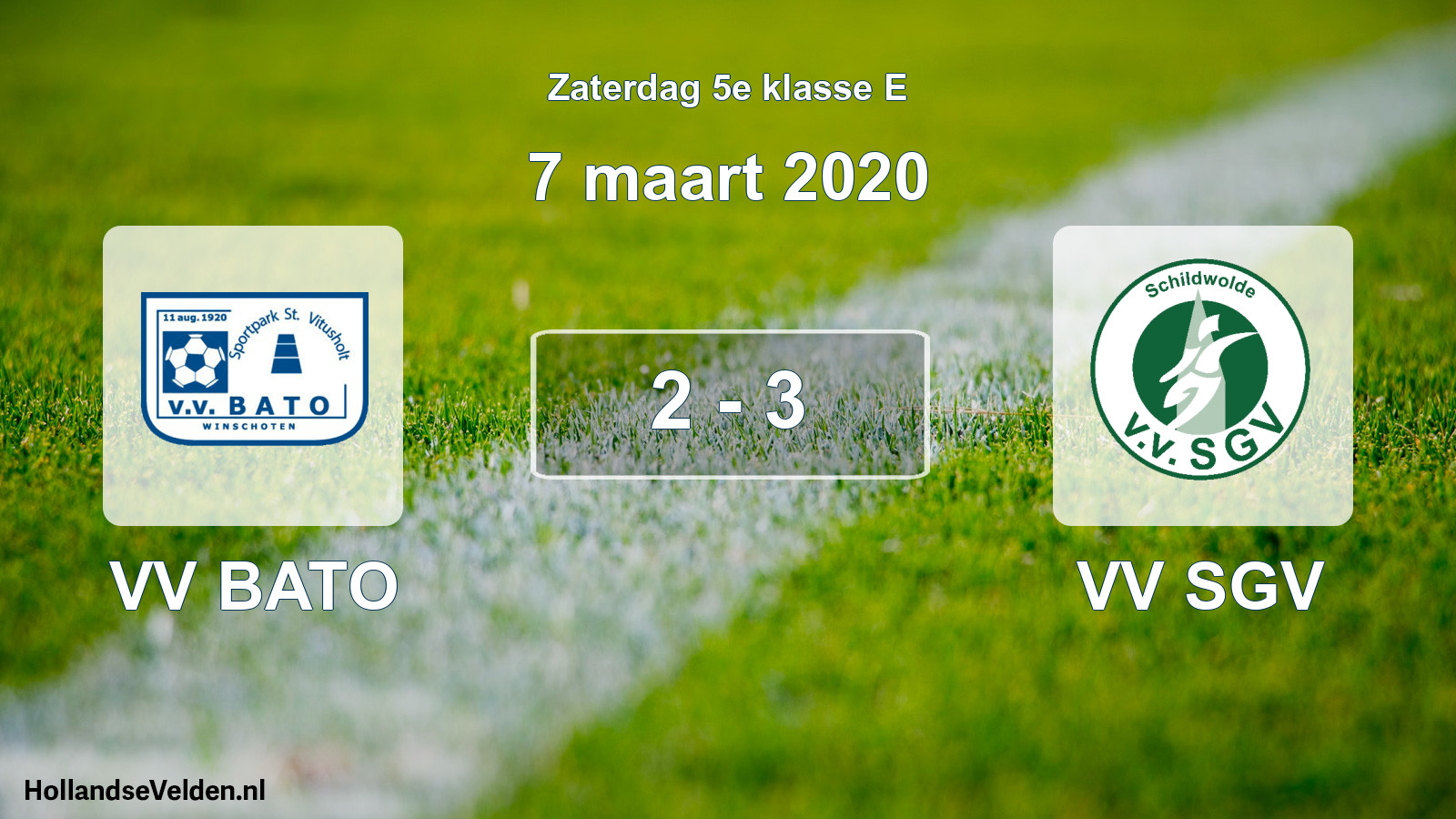Total number of matches played: VV BATO - VV SGV 2 - 3 (7 March 2020)