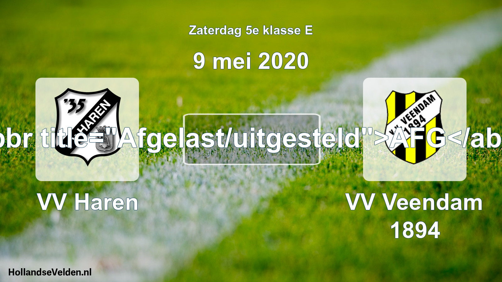 Scheduled Match: VV Haren - VV Veendam 1894 (9 May 2020)