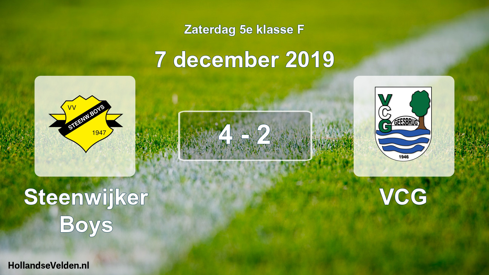 Total number of matches played: Steenwijker Boys - VCG 4 - 2 (7 December 2019)