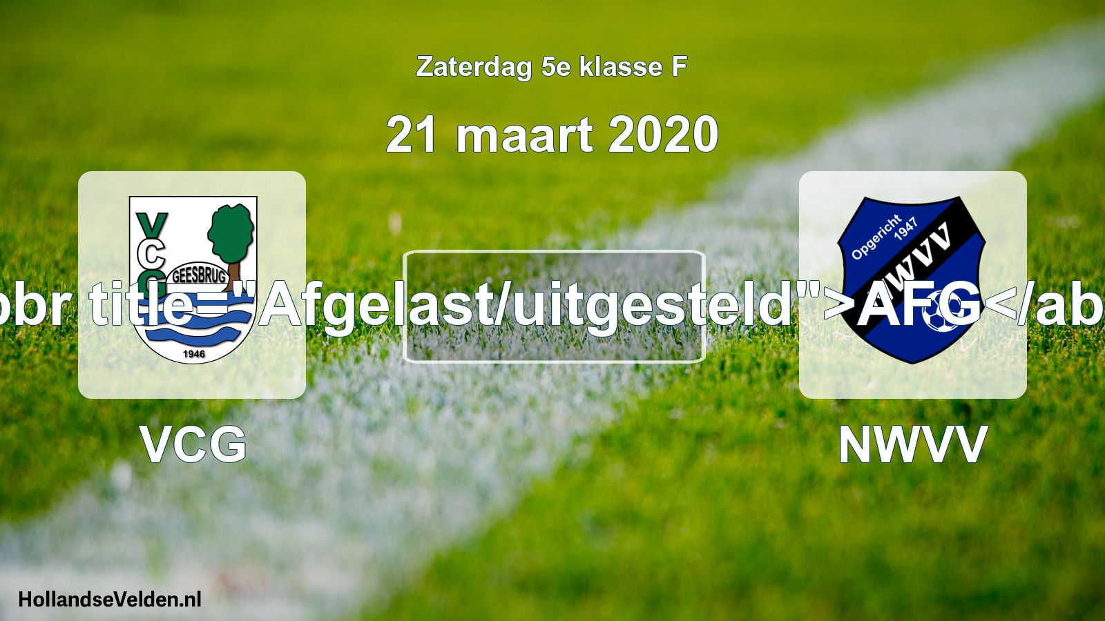 Scheduled Match: VCG - NWVV (21 March 2020)