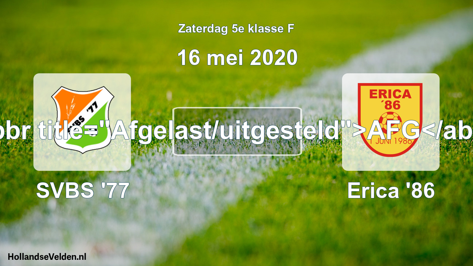 Scheduled Match: SVBS '77 - Erica '86 (16 May 2020)