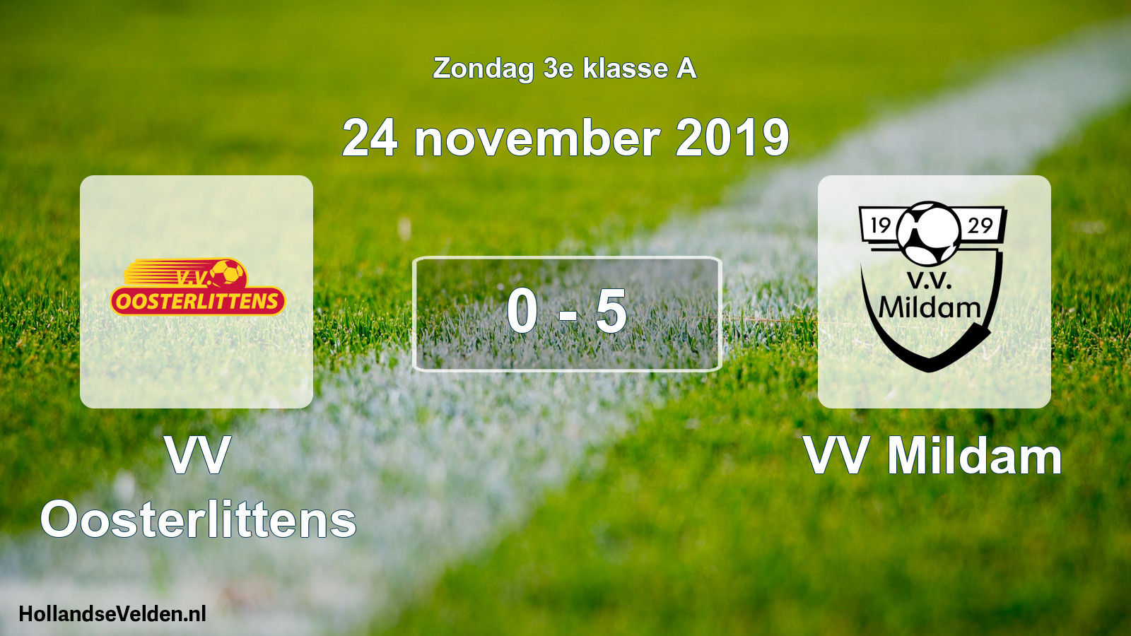 Total number of matches played: VV Oosterlittens - VV Mildam 0 - 5 (24 November 2019)