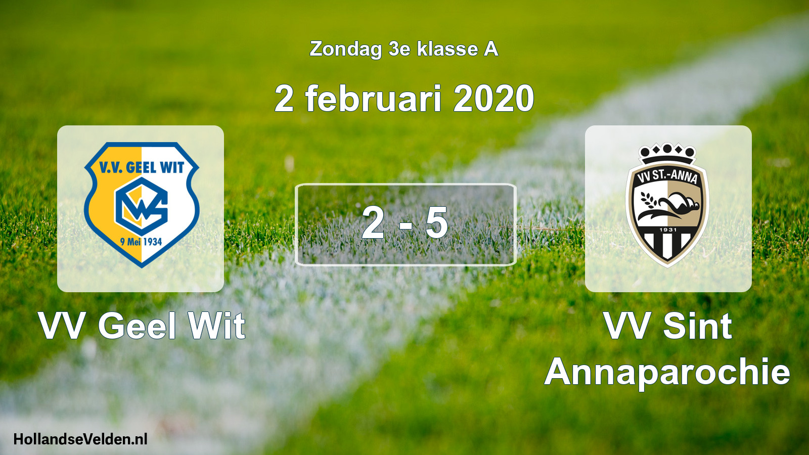 Total number of matches played: VV Geel Wit - VV Sint Annaparochie 2 - 5 (2 February 2020)