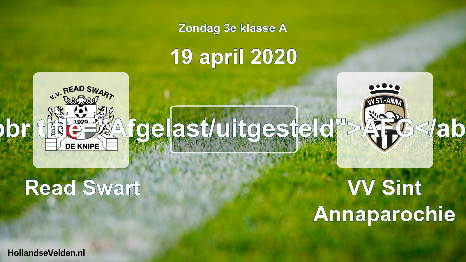Scheduled Match: Read Swart - VV Sint Annaparochie (19 April 2020)
