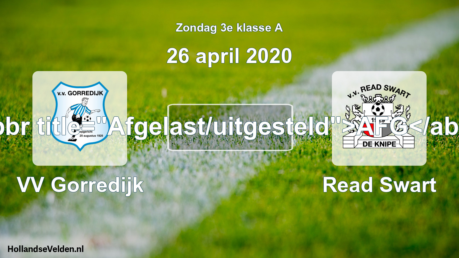 Scheduled Match: VV Gorredijk - Read Swart (26 April 2020)