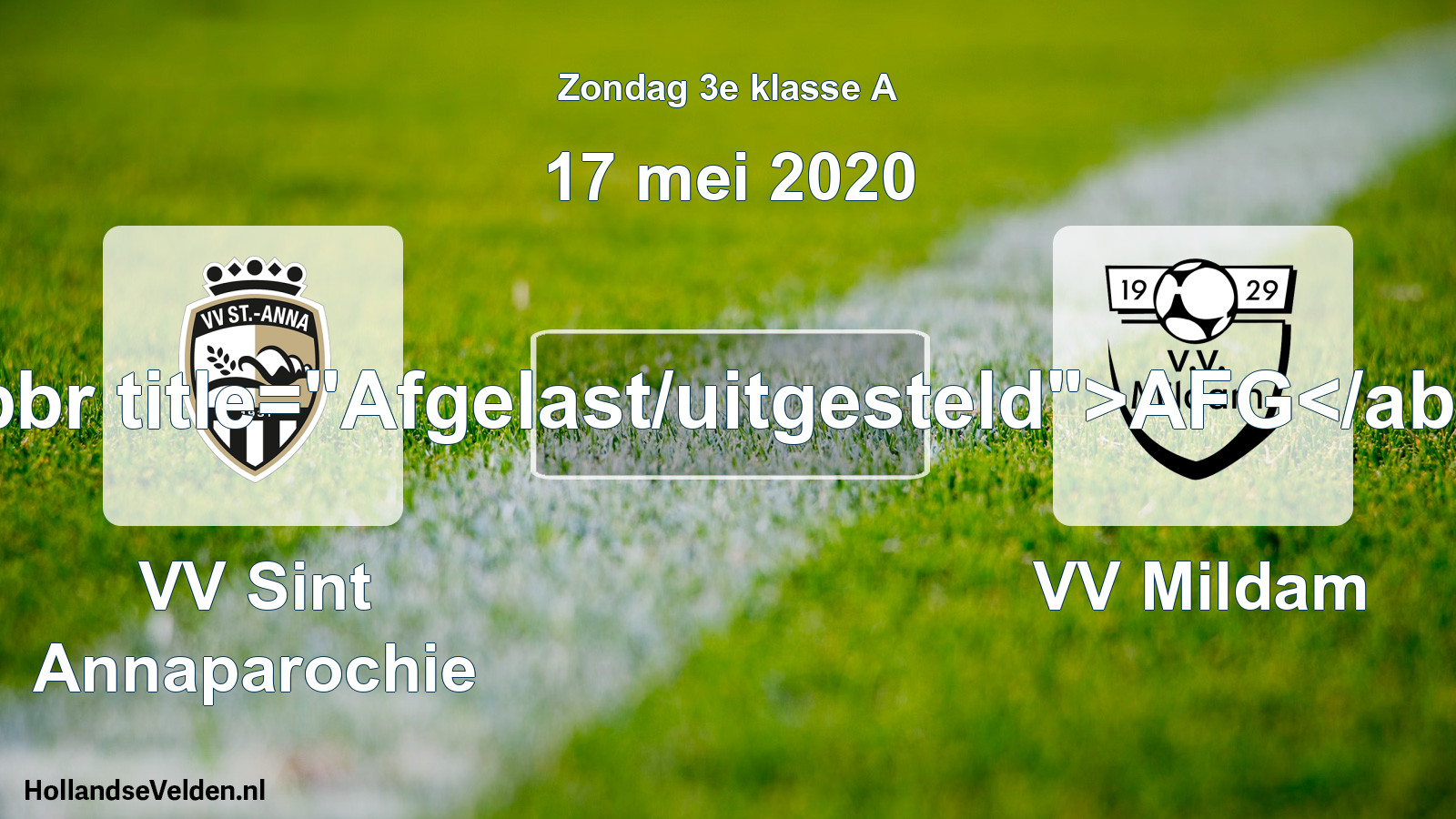 Scheduled Match: VV Sint Annaparochie - VV Mildam (17 May 2020)