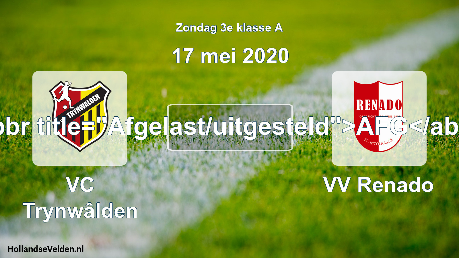 Scheduled Match: VC Trynwâlden - VV Renado (17 May 2020)