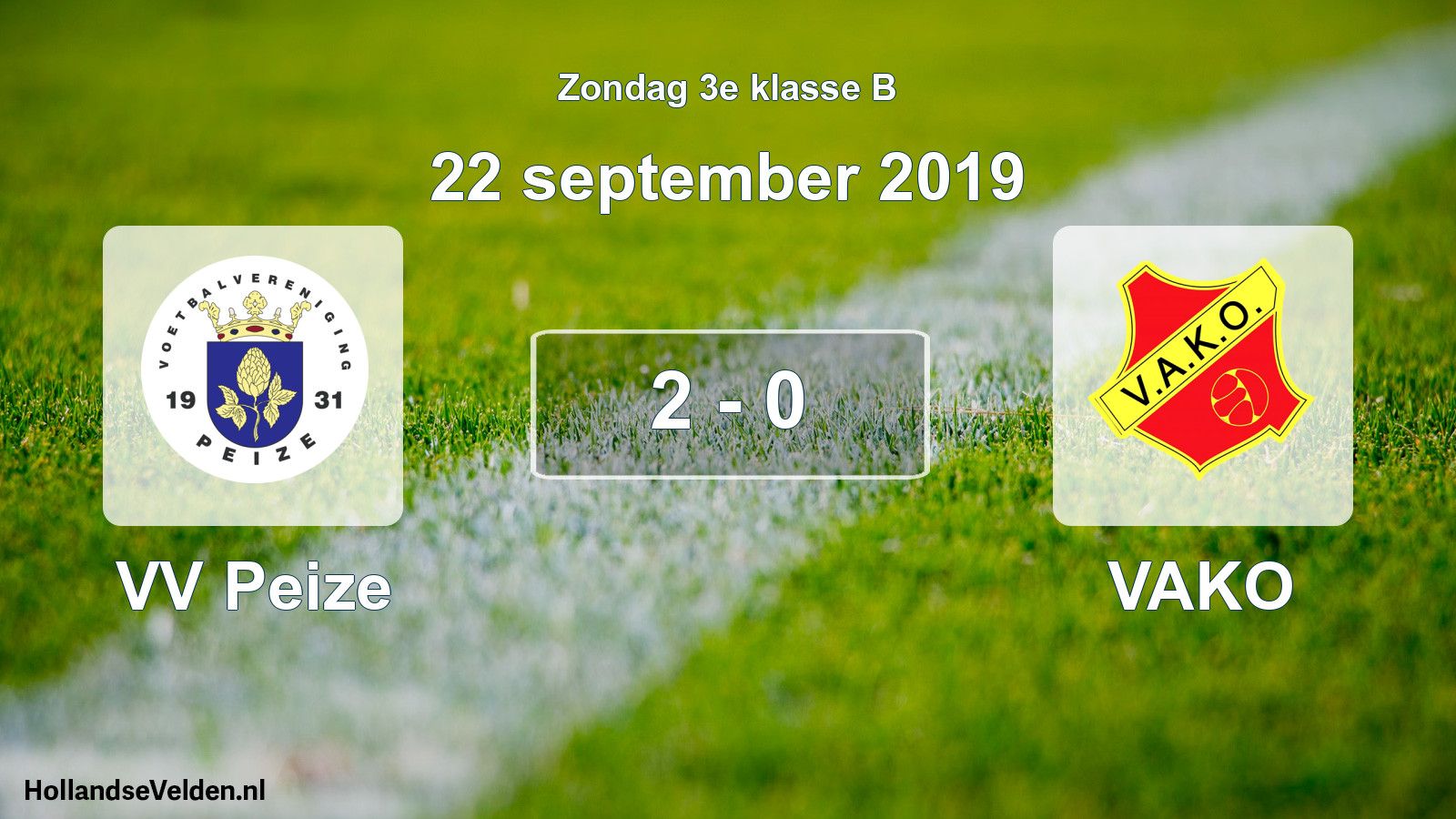 Total number of matches played: VV Peize - VAKO 2 - 0 (22 September 2019)