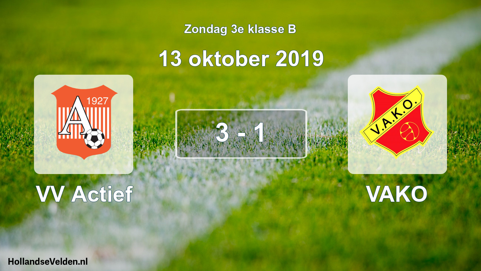 Total number of matches played: VV Actief - VAKO 3 - 1 (13 October 2019)