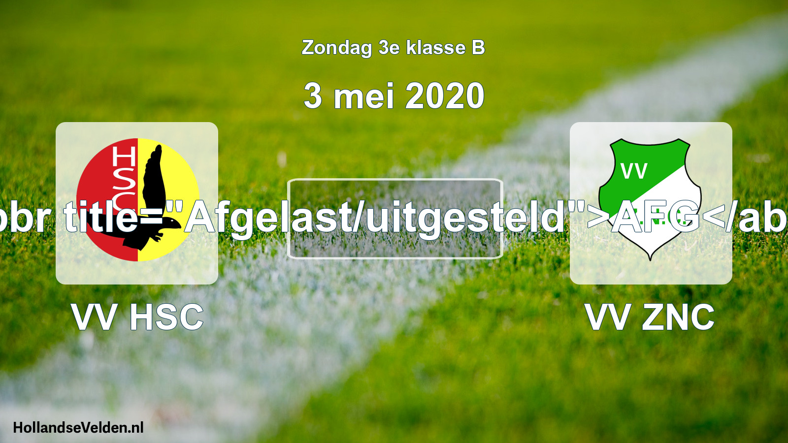 Scheduled Match: VV HSC - VV ZNC (3 May 2020)