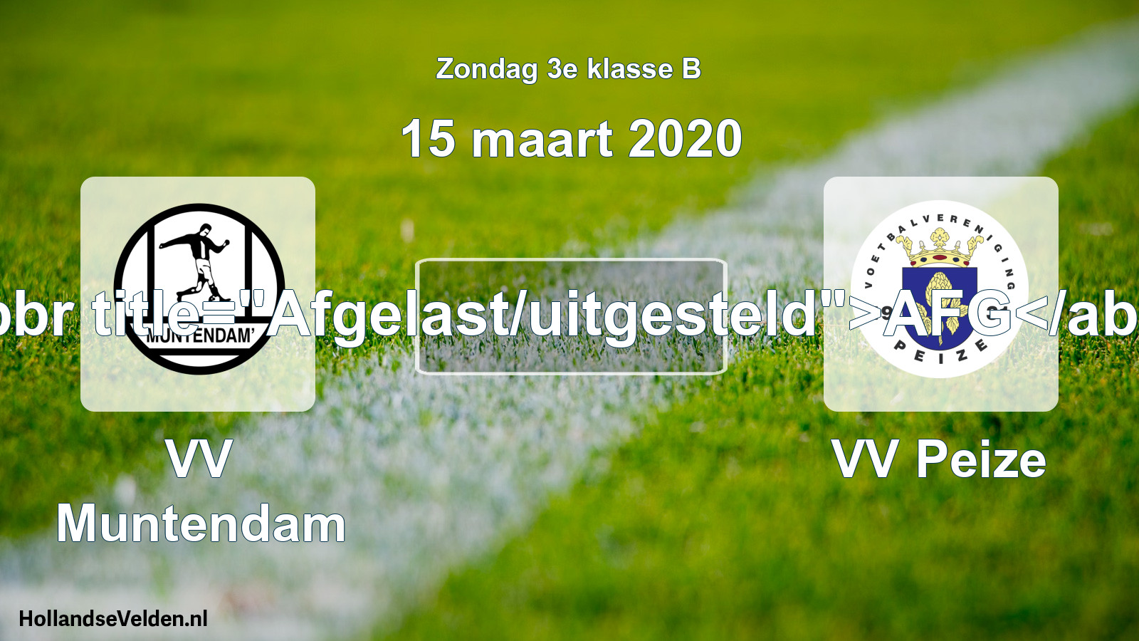 Scheduled Match: VV Muntendam - VV Peize (15 March 2020)