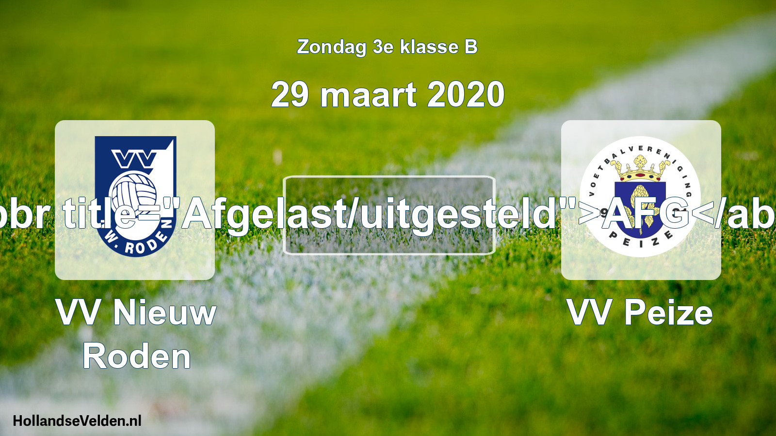 Scheduled Match: VV Nieuw Roden - VV Peize (29 March 2020)