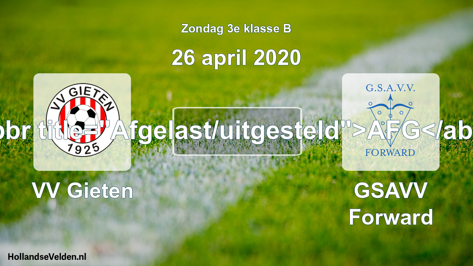Scheduled Match: VV Gieten - GSAVV Forward (26 April 2020)