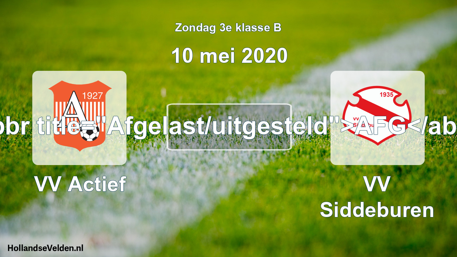 Scheduled Match: VV Actief - VV Siddeburen (10 May 2020)