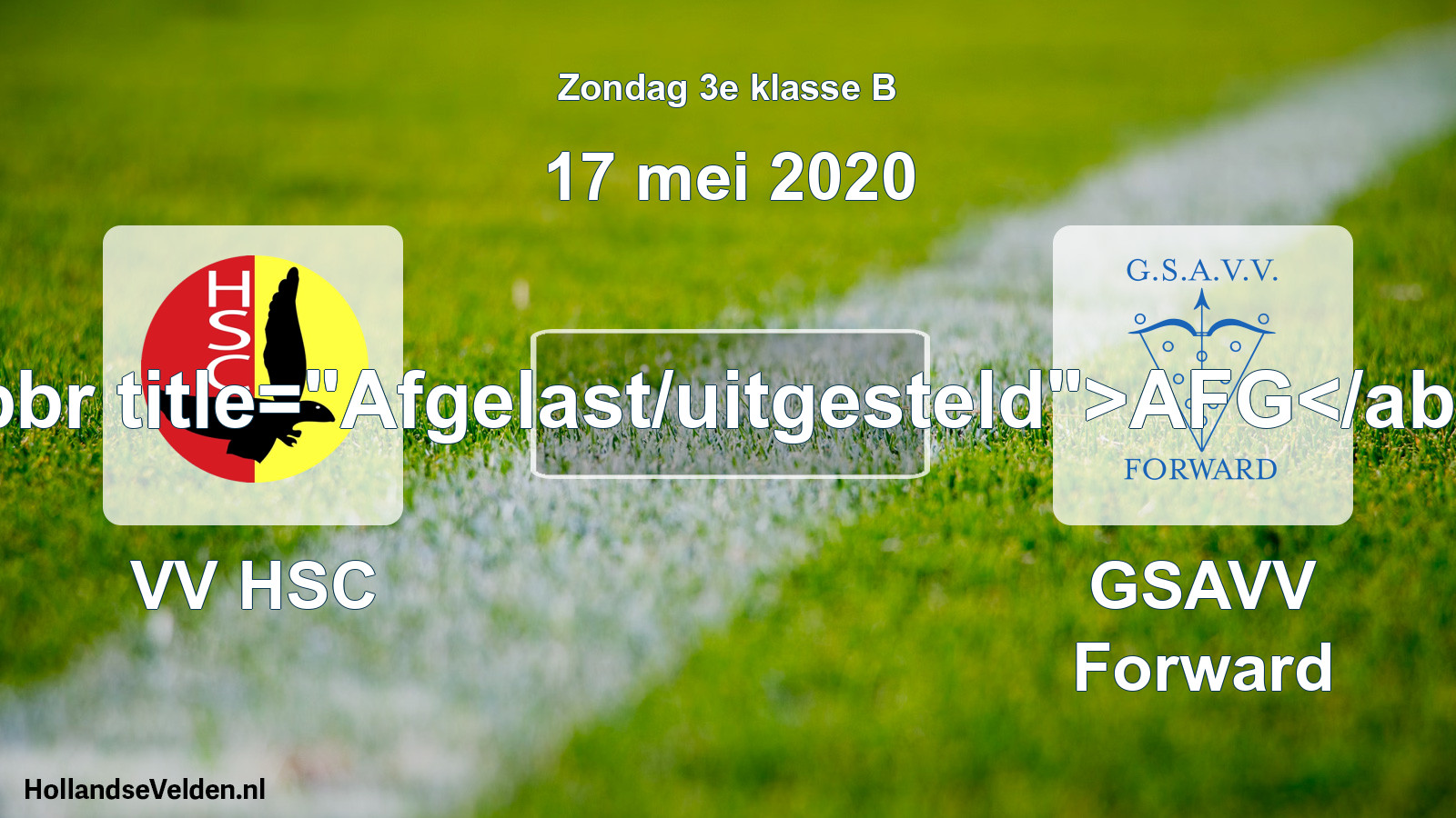 Scheduled Match: VV HSC - GSAVV Forward (17 May 2020)