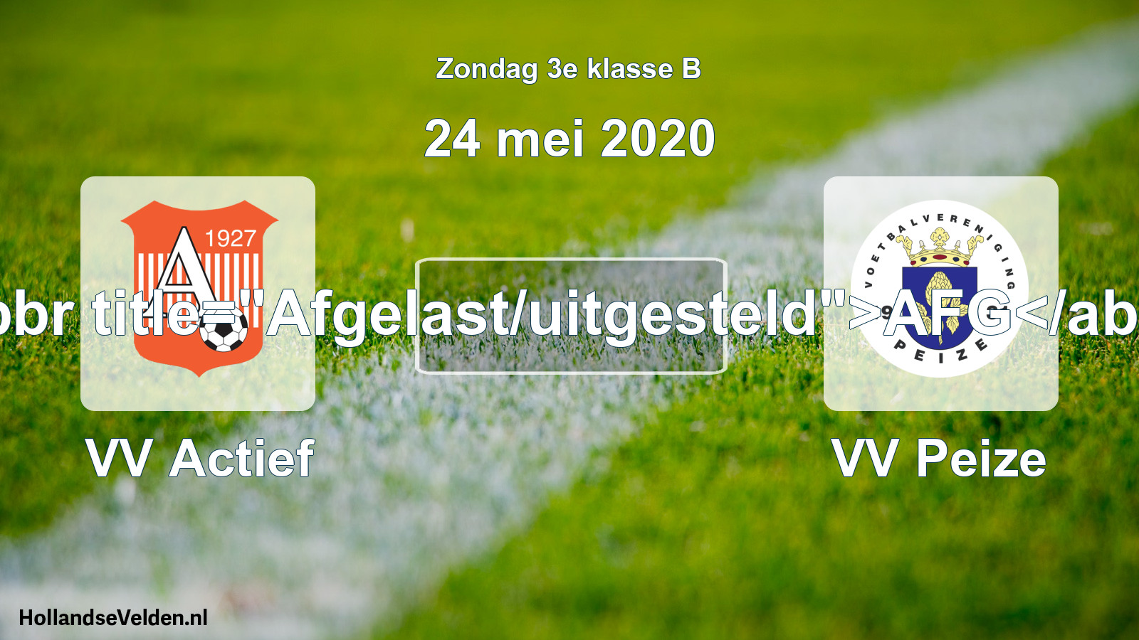 Scheduled Match: VV Actief - VV Peize (24 May 2020)