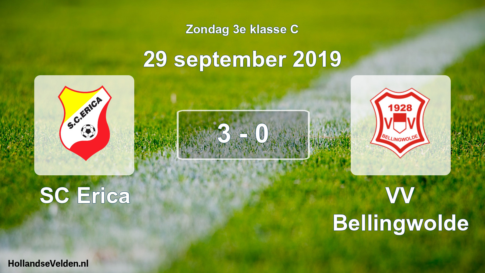 Total number of matches played: SC Erica - VV Bellingwolde 3 - 0 (29 September 2019)