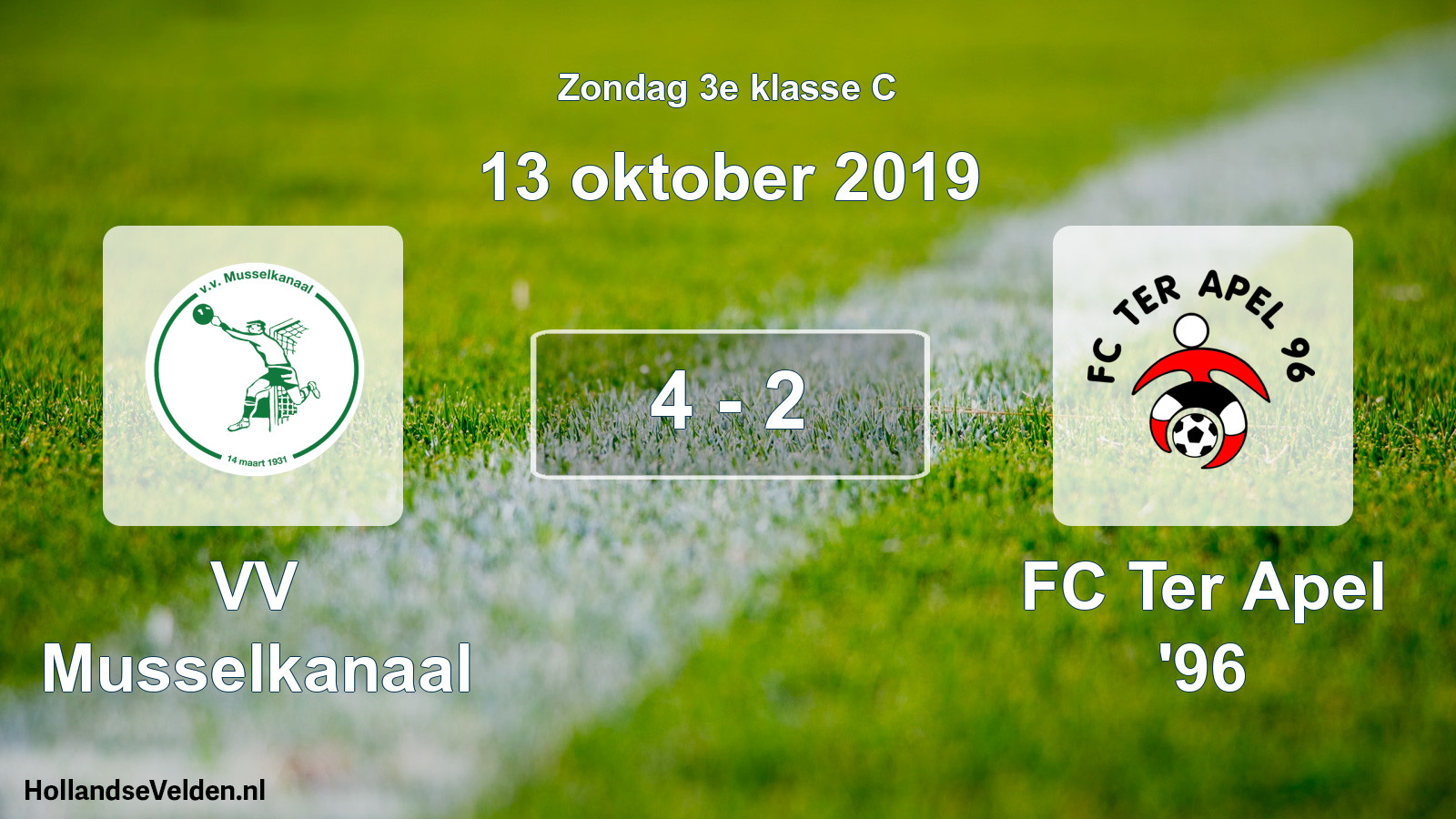 Total number of matches played: VV Musselkanaal - FC Ter Apel '96 4 - 2 (13 October 2019)