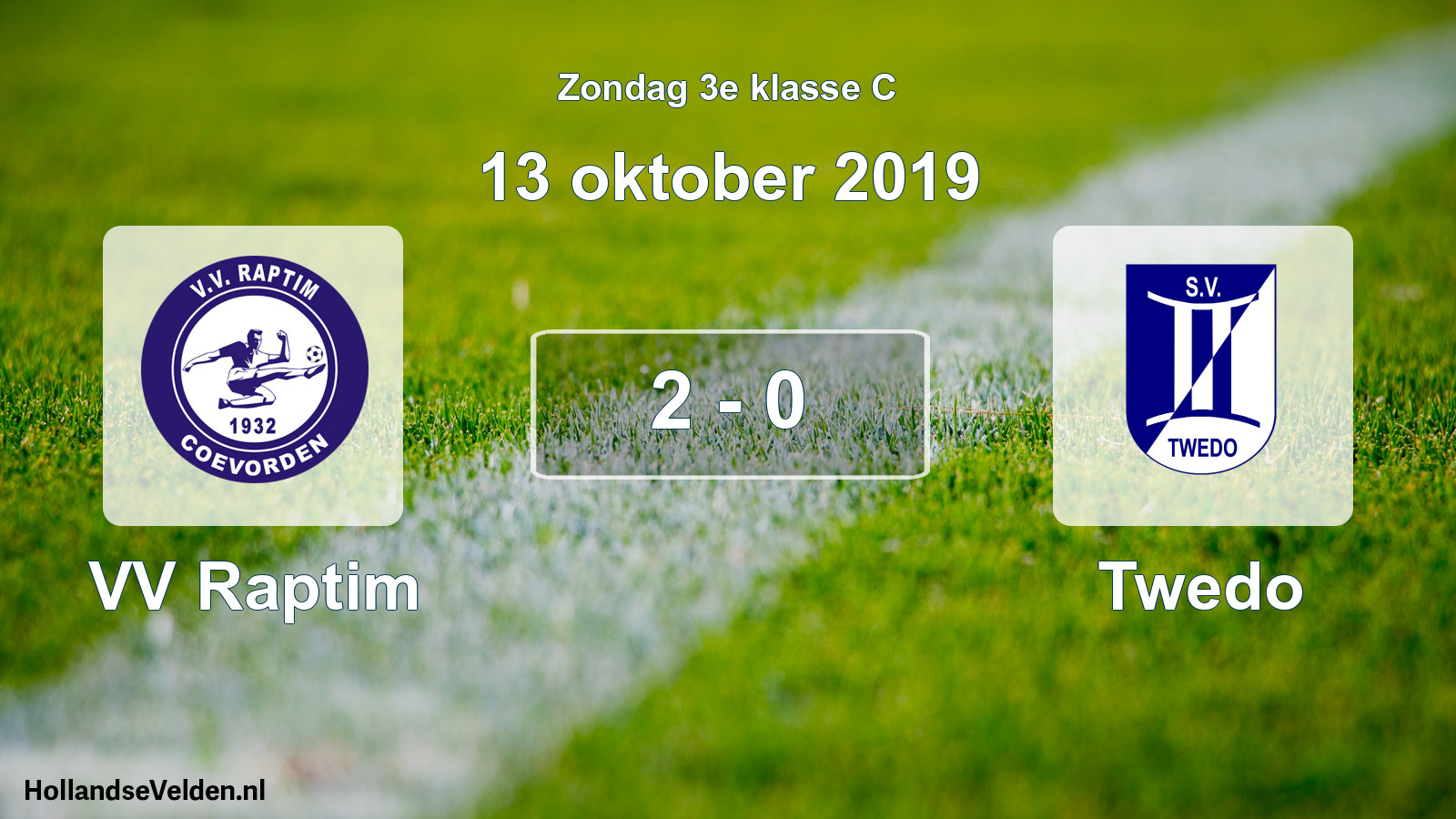 Total number of matches played: VV Raptim - Twedo 2 - 0 (13 October 2019)