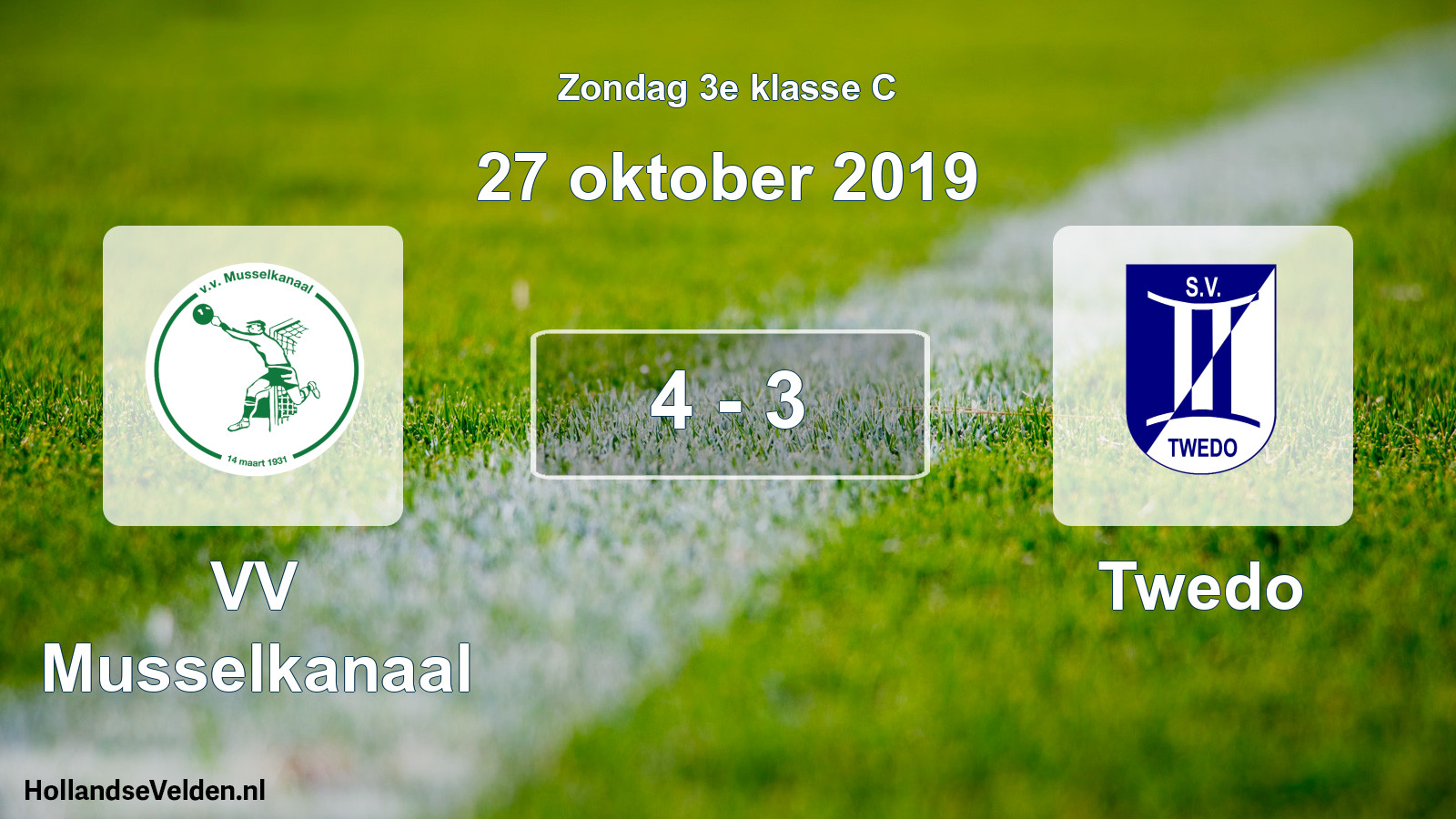 Total number of matches played: VV Musselkanaal - Twedo 4 - 3 (27 October 2019)