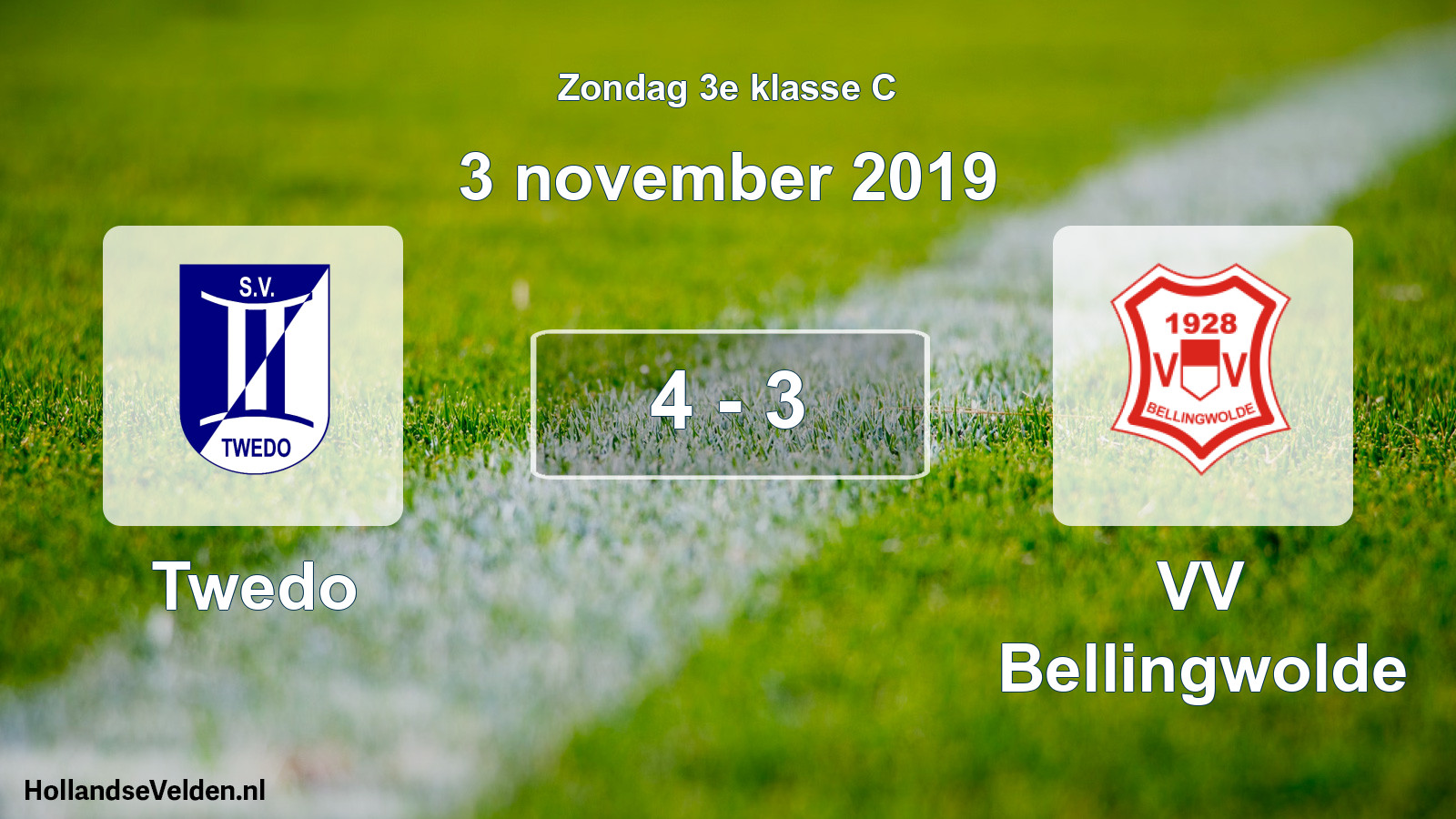 Total number of matches played: Twedo - VV Bellingwolde 4 - 3 (3 November 2019)