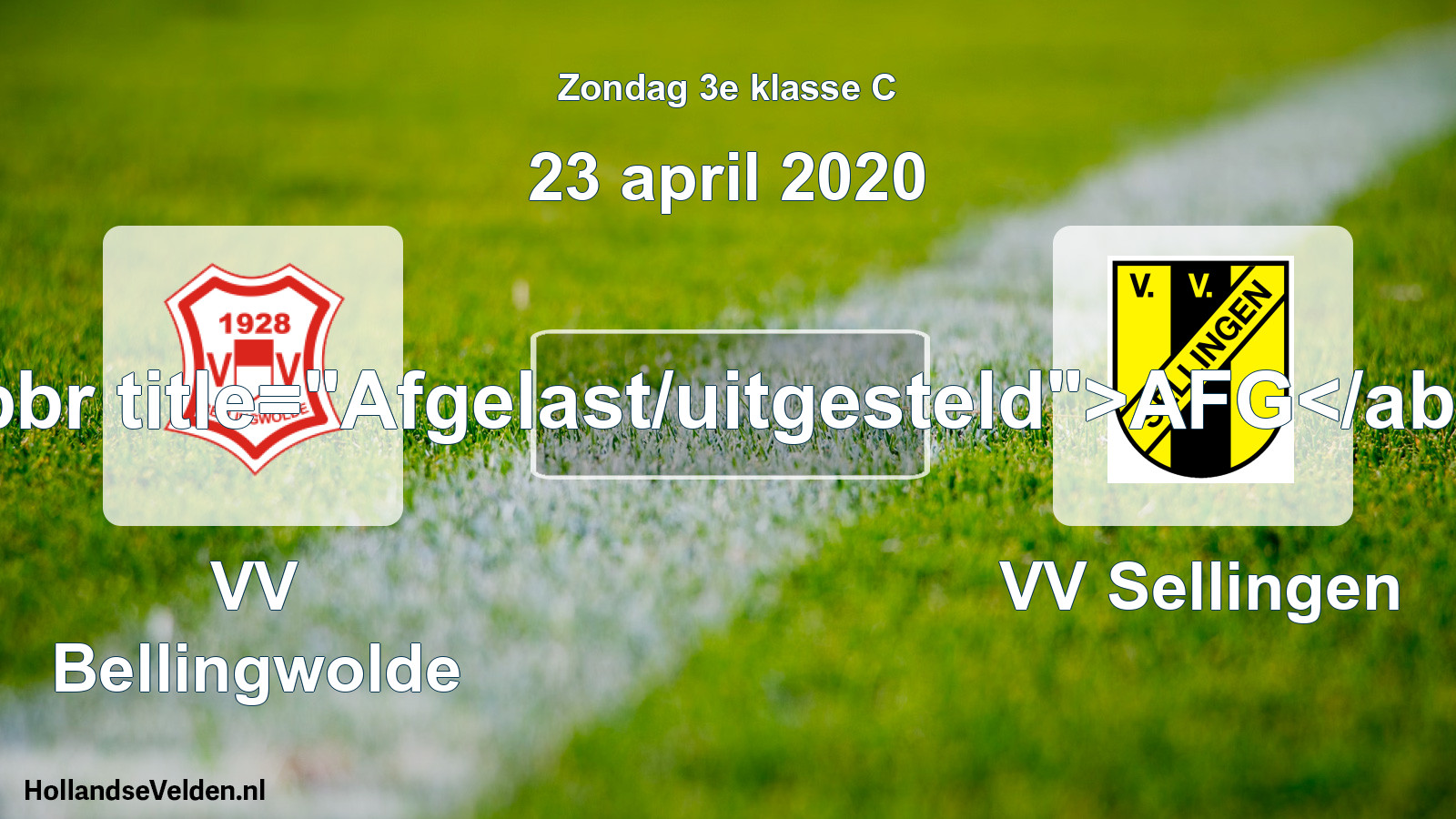 Scheduled Match: VV Bellingwolde - VV Sellingen (23 April 2020)