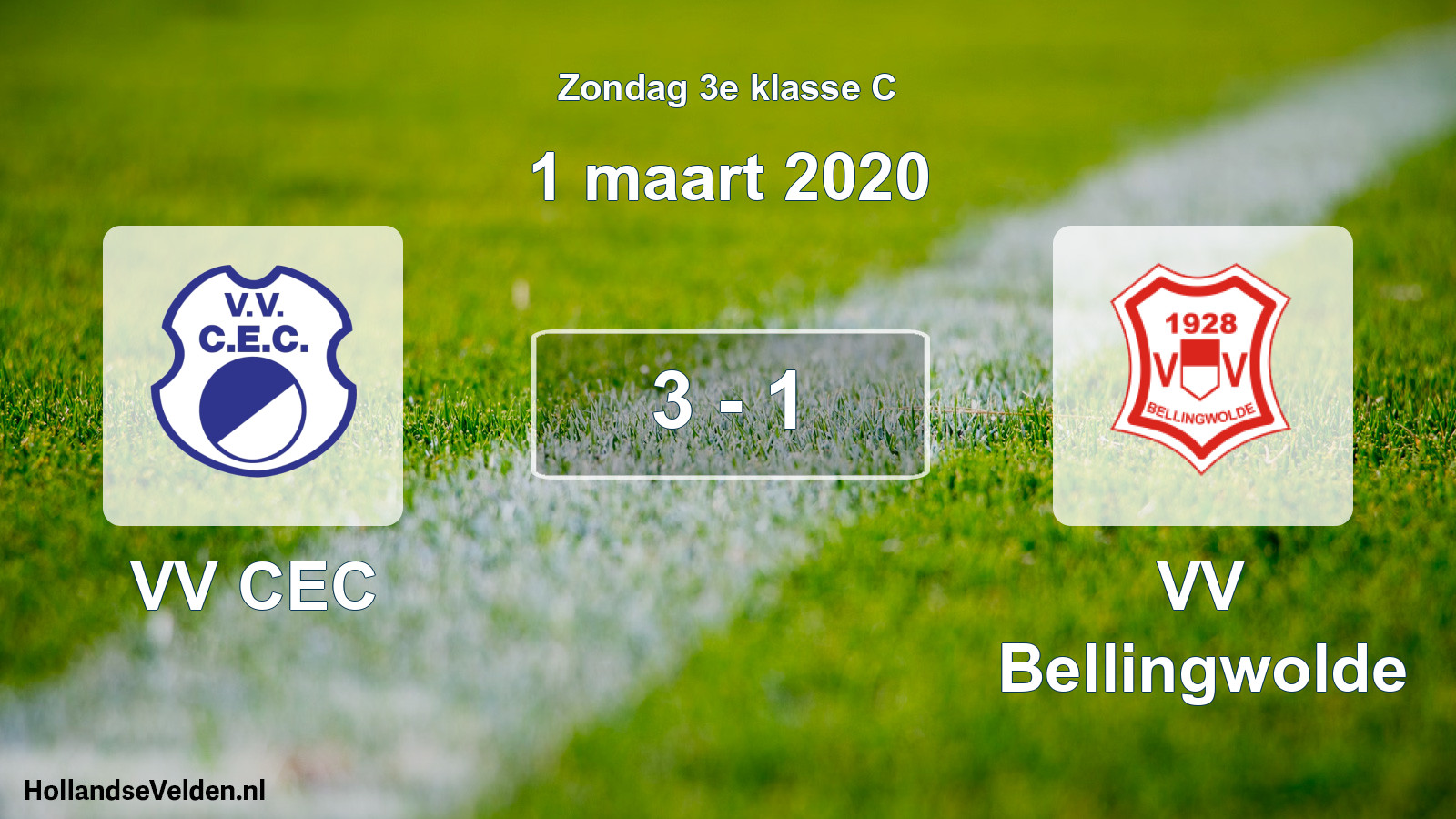 Total number of matches played: VV CEC - VV Bellingwolde 3 - 1 (1 March 2020)