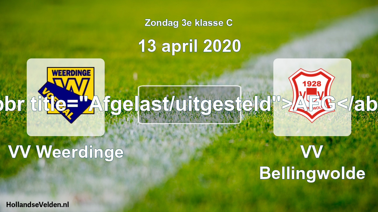 Scheduled Match: VV Weerdinge - VV Bellingwolde (13 April 2020)