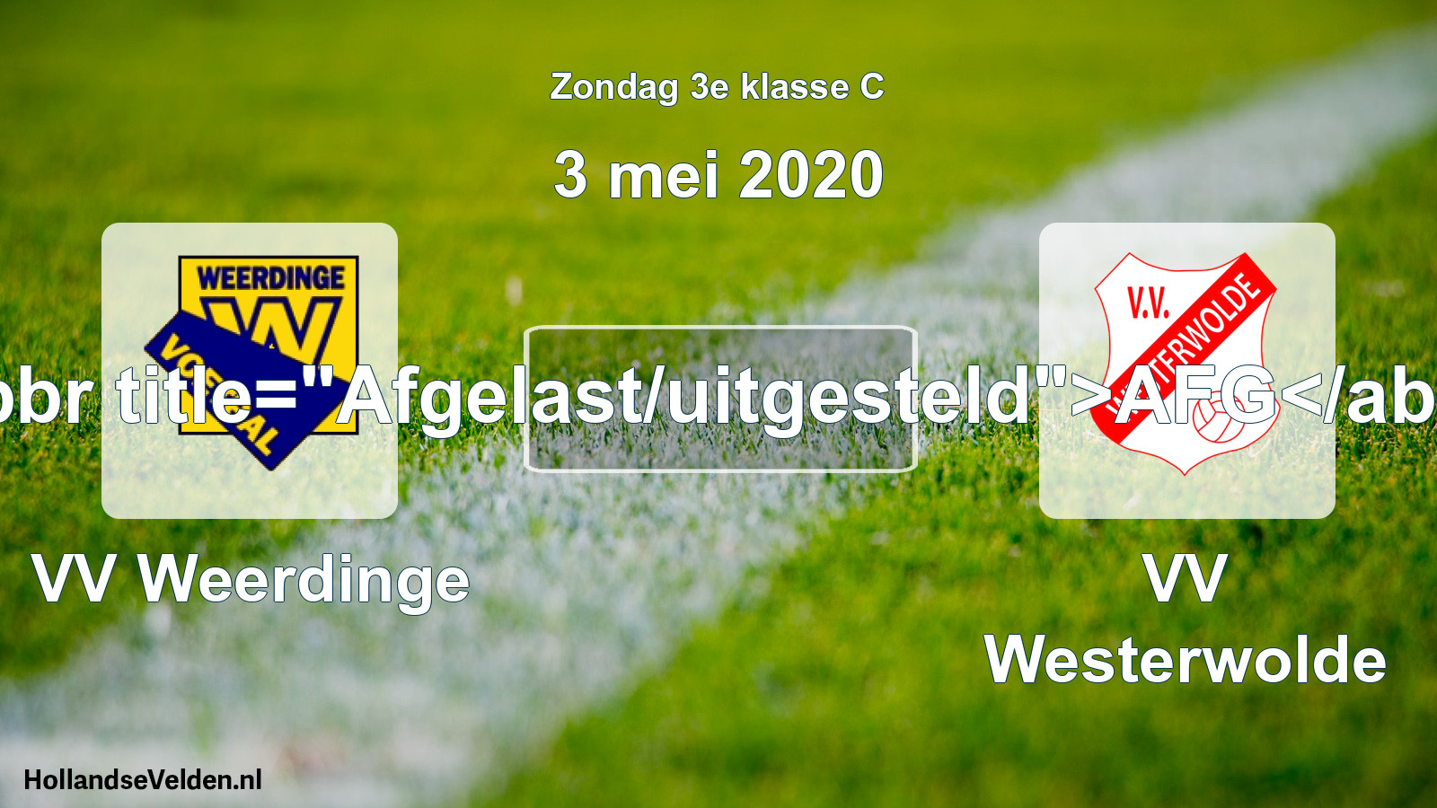Scheduled Match: VV Weerdinge - VV Westerwolde (3 May 2020)