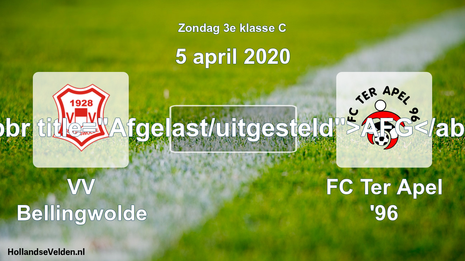 Scheduled Match: VV Bellingwolde - FC Ter Apel '96 (5 April 2020)