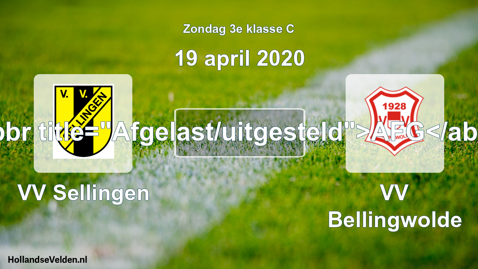 Scheduled Match: VV Sellingen - VV Bellingwolde (19 April 2020)