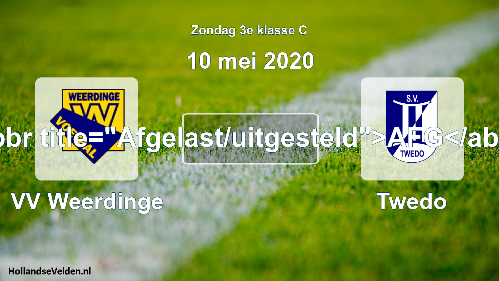 Scheduled Match: VV Weerdinge - Twedo (10 May 2020)