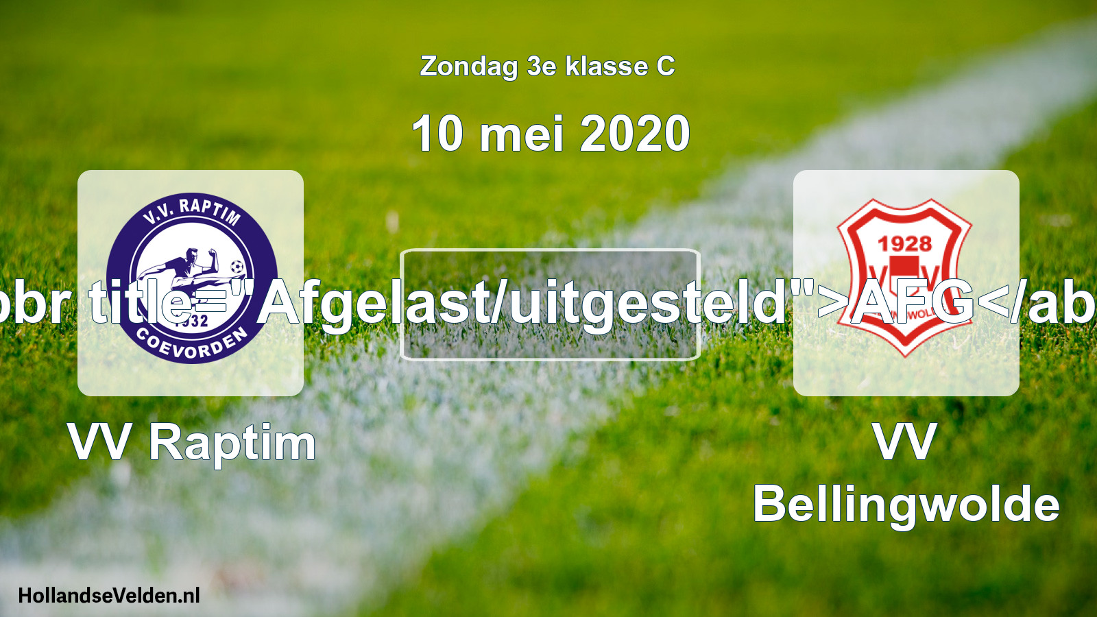 Scheduled Match: VV Raptim - VV Bellingwolde (10 May 2020)