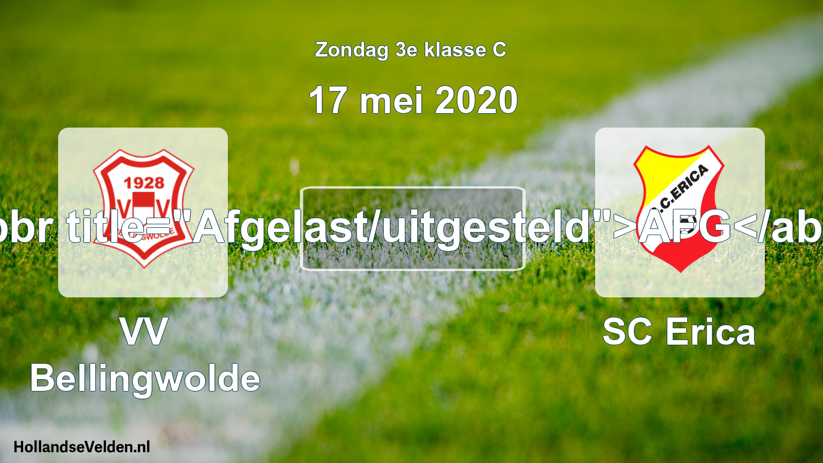 Scheduled Match: VV Bellingwolde - SC Erica (17 May 2020)