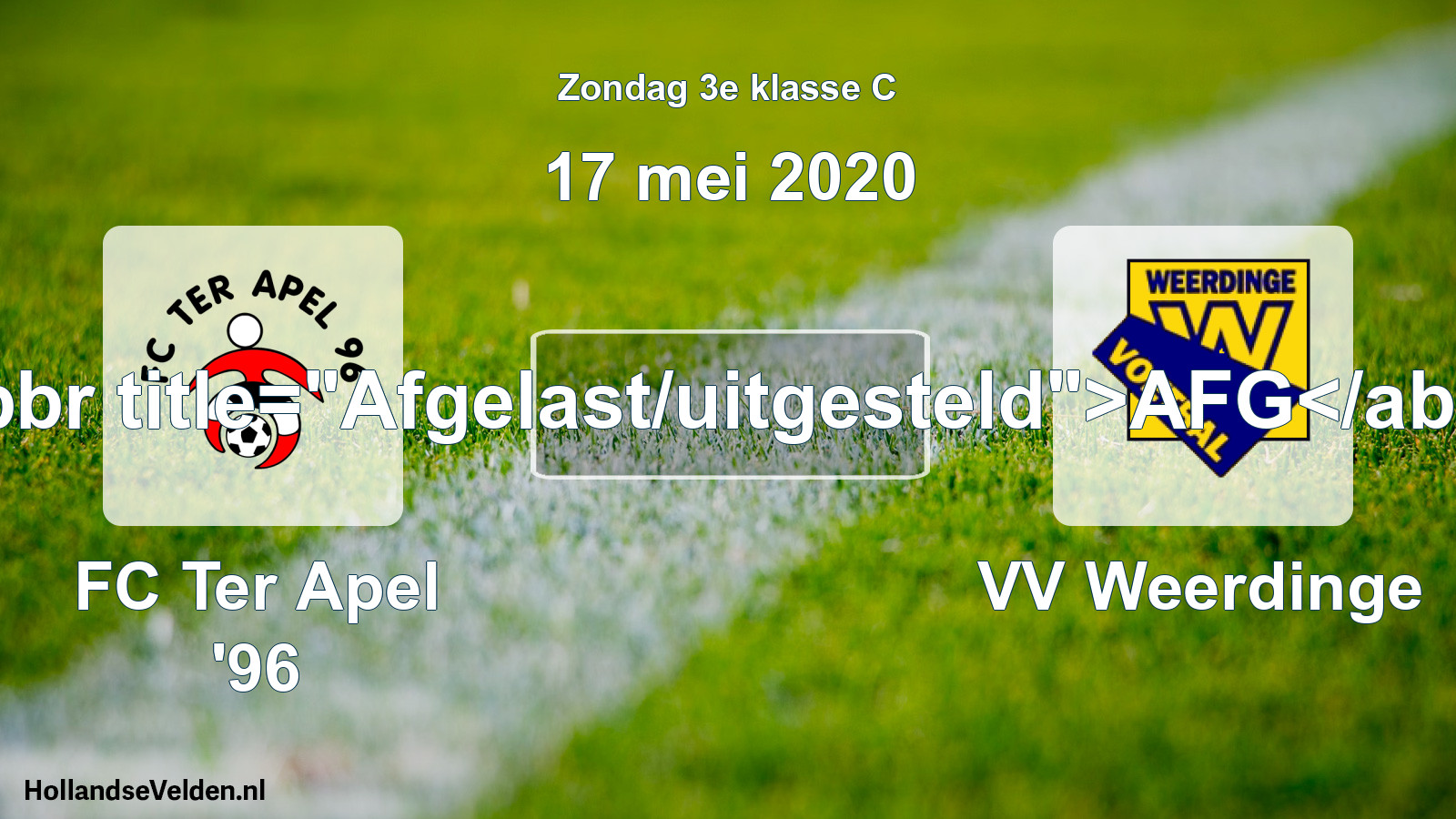 Scheduled Match: FC Ter Apel '96 - VV Weerdinge (17 May 2020)