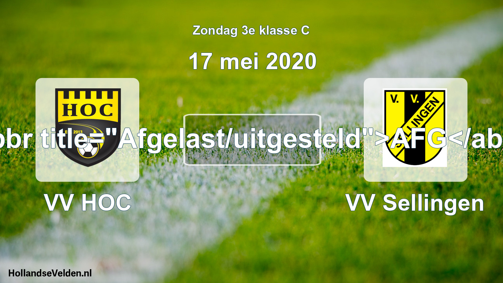 Scheduled Match: VV HOC - VV Sellingen (17 May 2020)