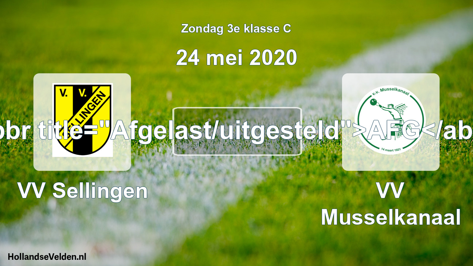 Scheduled Match: VV Sellingen - VV Musselkanaal (24 May 2020)