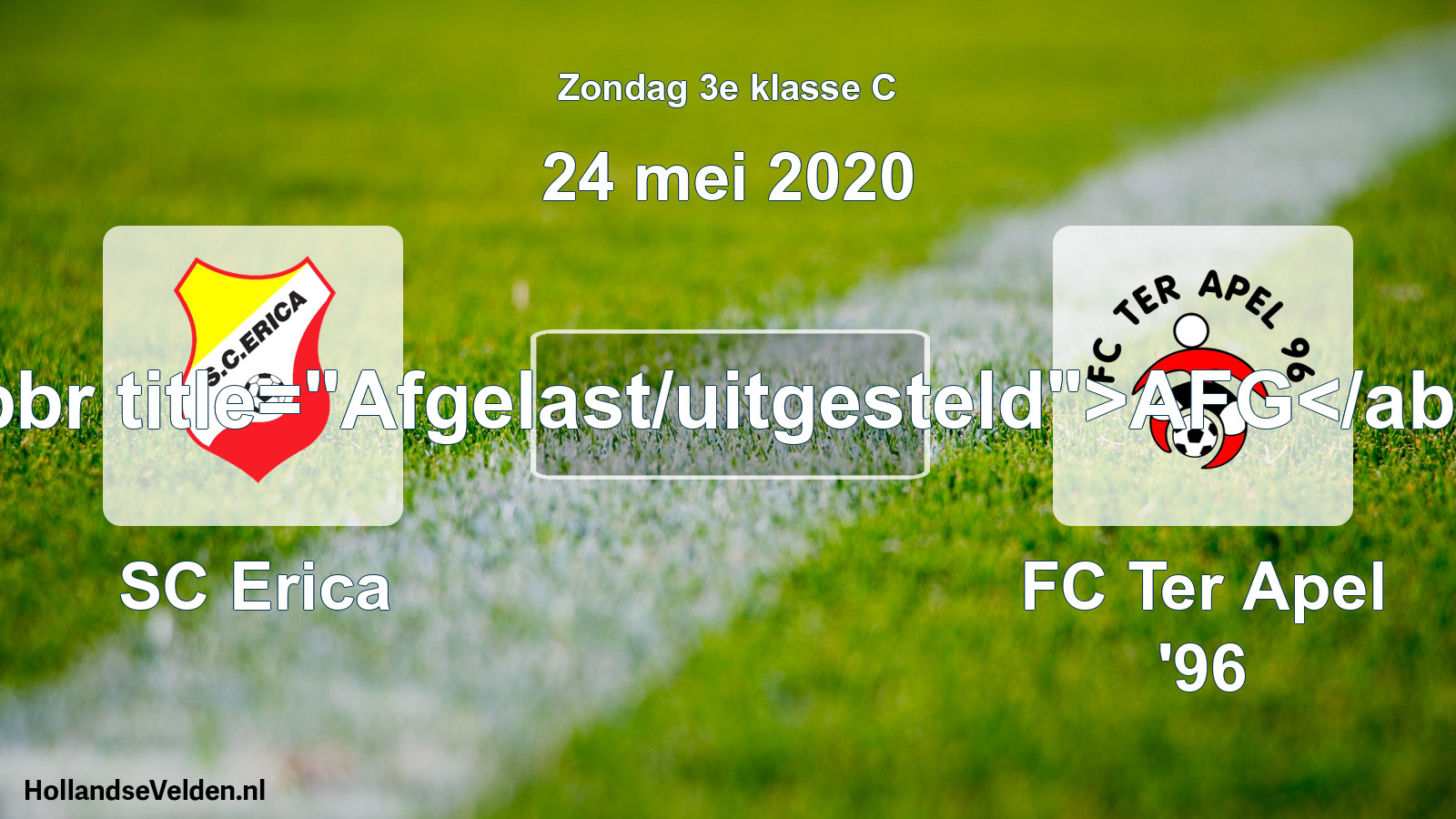 Scheduled Match: SC Erica - FC Ter Apel '96 (24 May 2020)
