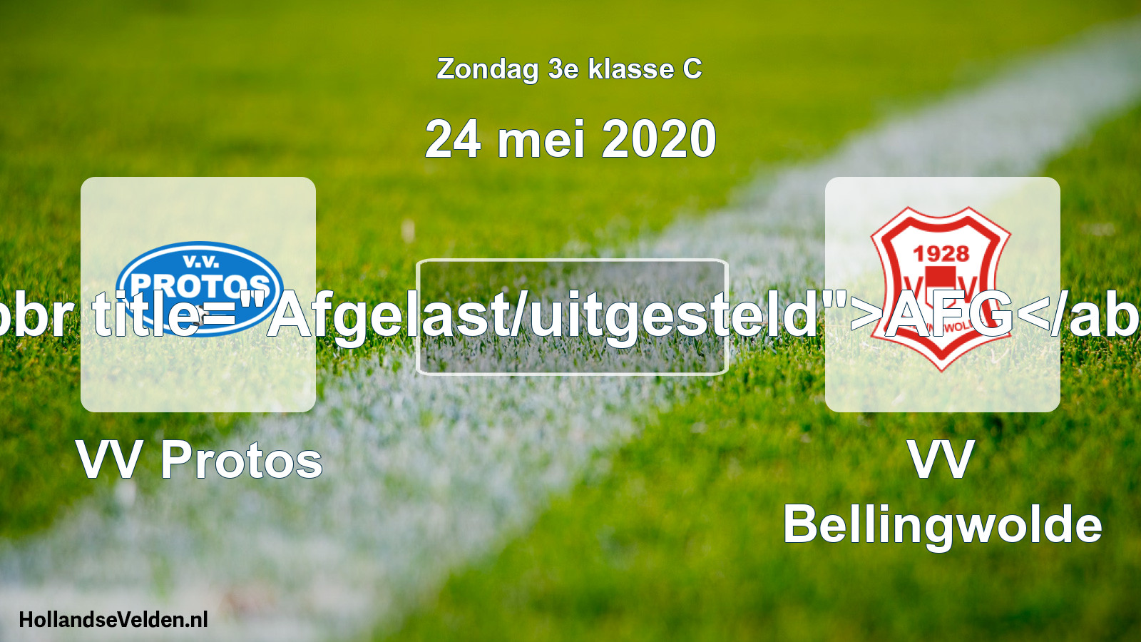 Scheduled Match: VV Protos - VV Bellingwolde (24 May 2020)