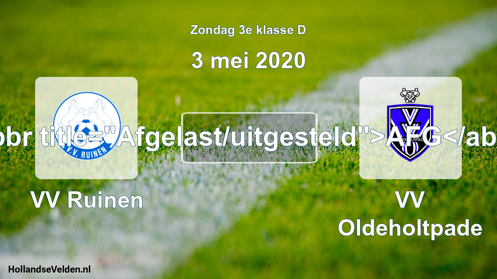 Scheduled Match: VV Ruinen - VV Oldeholtpade (3 May 2020)